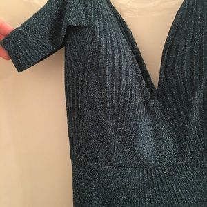 Deep v neck cold shoulder glitter dress